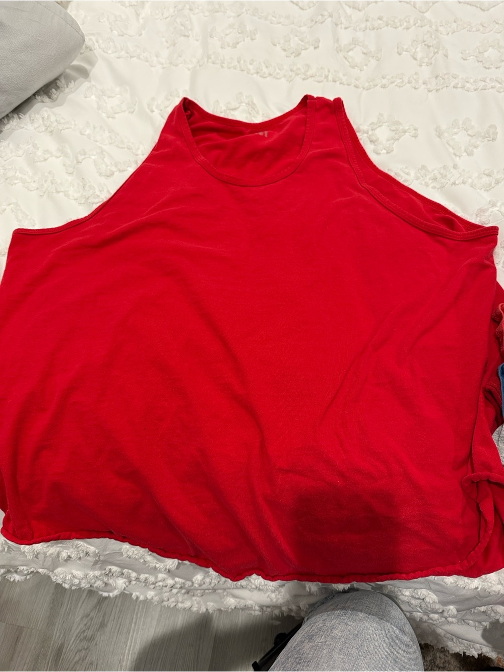 Men’s red tank top tee shirt